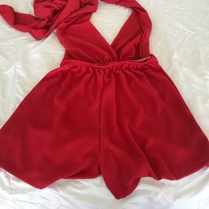 Halter red romper
